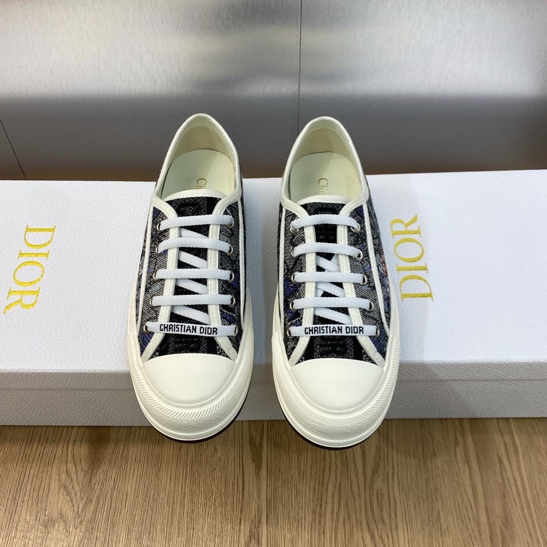 Dior Early Spring Latest Couples Thick Sole Strap Low Top Casual Shoes Walkn Dior Oblique Dark Flow