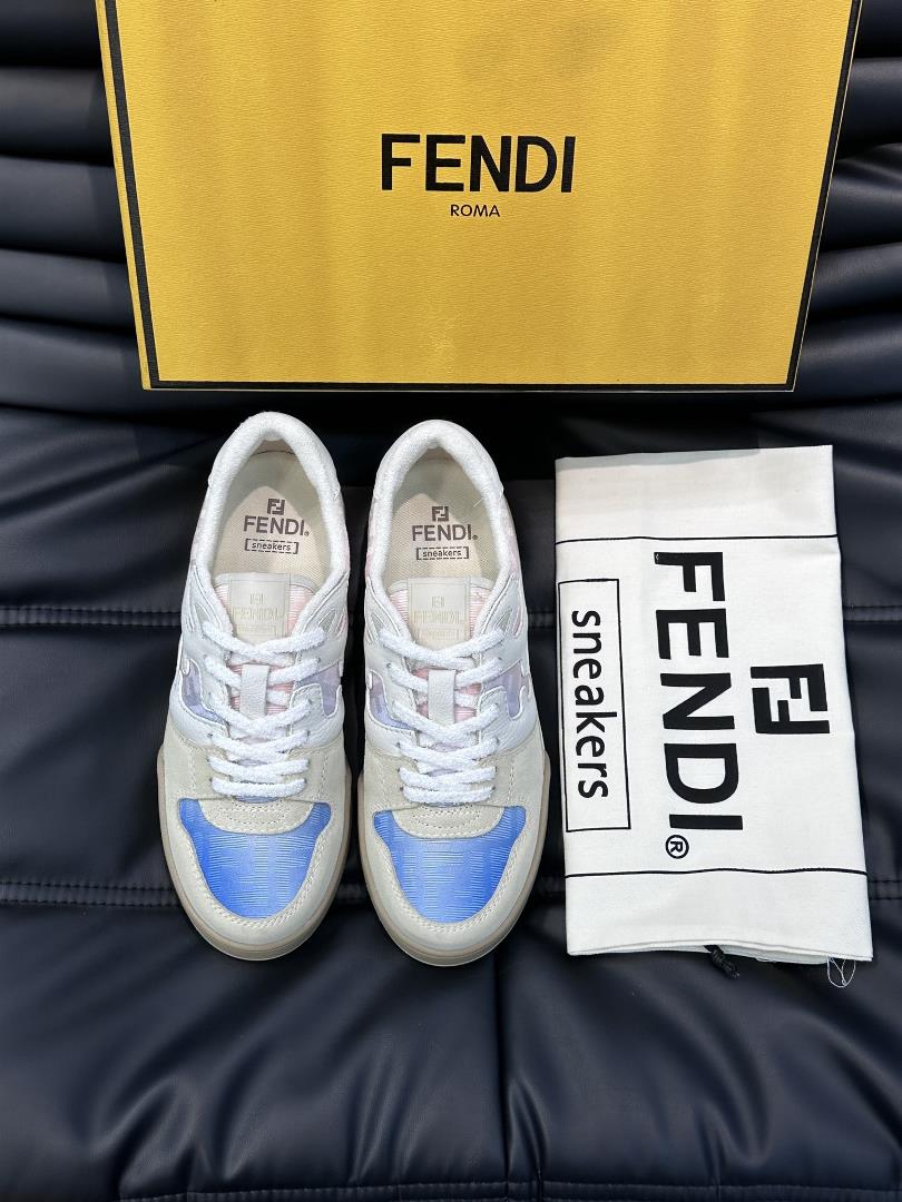 Fend Mens Match Tanabata Limited Casual Sports Shoes Tongue Straps Retro Label White Su