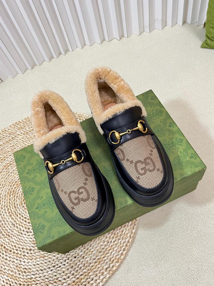 Factory top qualityGucci Winter New Nu Sheep Leather and Wool Integrated Snow Boots Wool