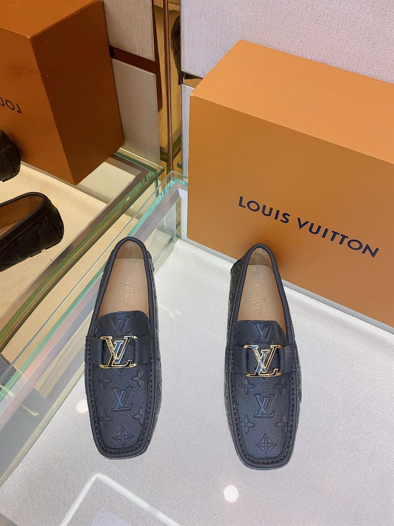 original Single Quality Counter New Louis V Pure Handmade Driving Mens Shoes Bean Shoes Footwear