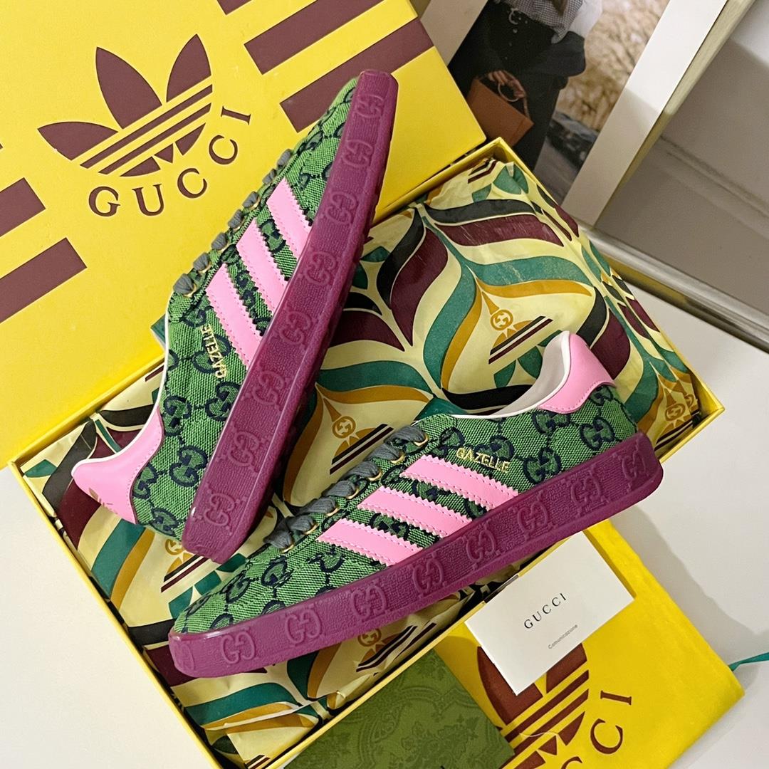 Top level version new color scheme Adidas x Gucci Co branded Gazelle sneakers Couple casua