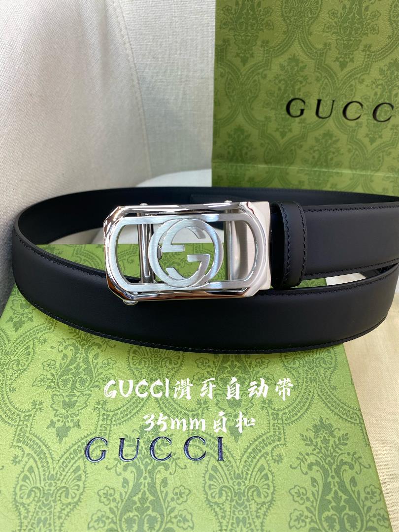 Gucci Mens Automatic Belt Width 35MM 316 Exquisite Steel Buckle Crafted with Fine Craftsmanship So