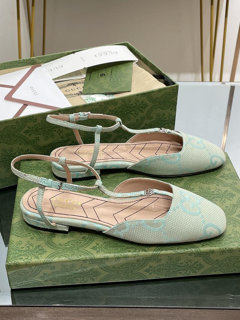 Gucci 2023 SpringSummer New Small Pair G Buckle Ballet Mary Jane Flat Shoes Embroidered a