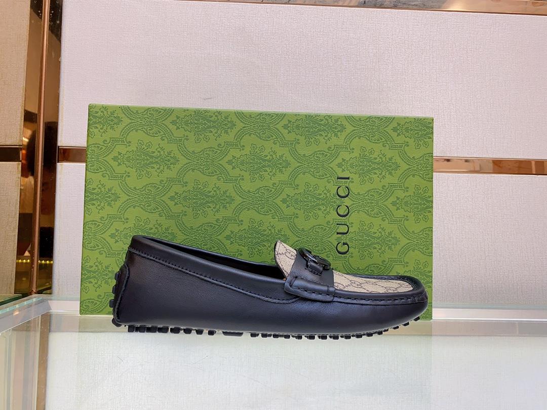 original Single Quality Counter New Gucci Pure Handmade Driving Mens Shoes Bean Shoes F