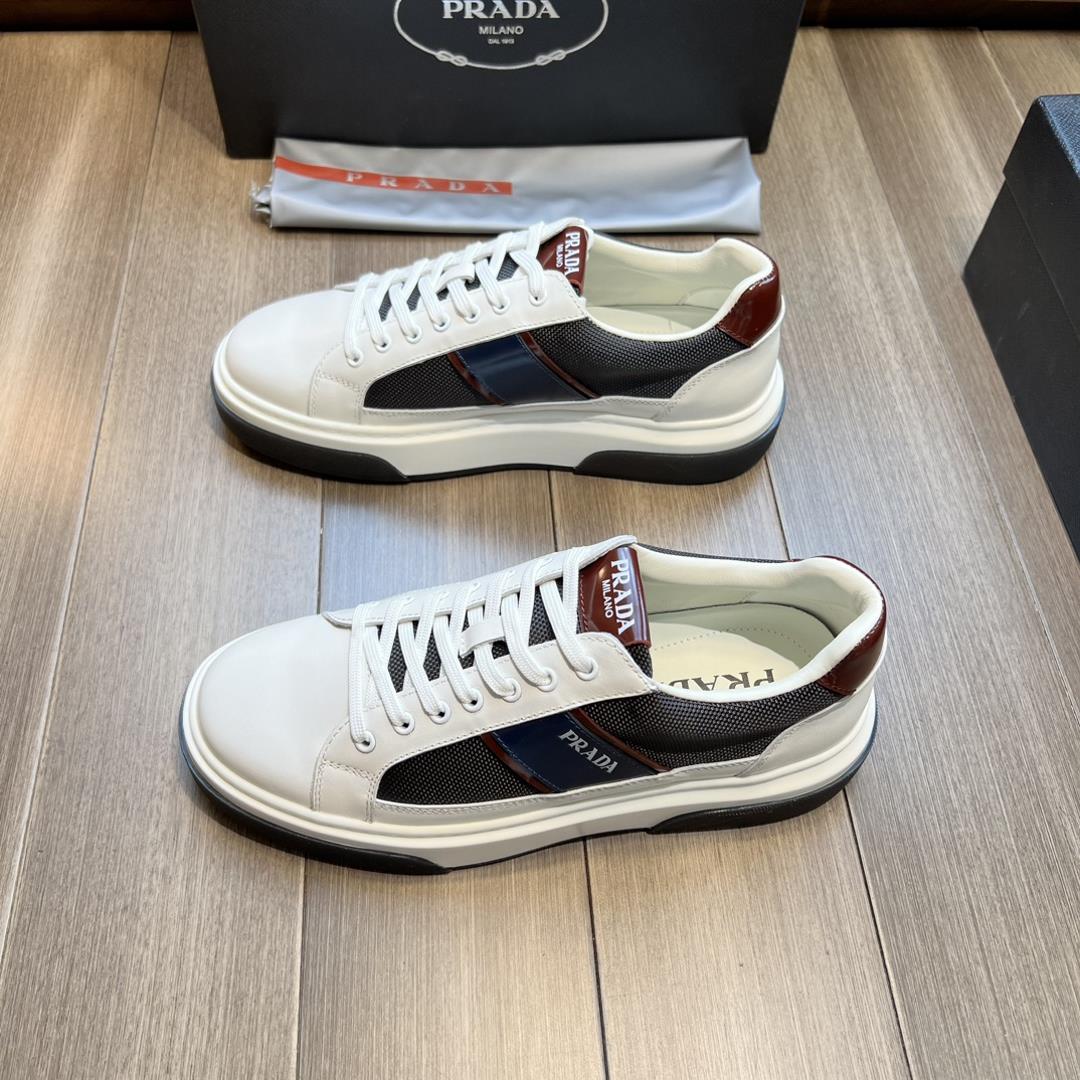 A Prada High quality original orderUpper Napa calf leather brand high silk canvas fabric