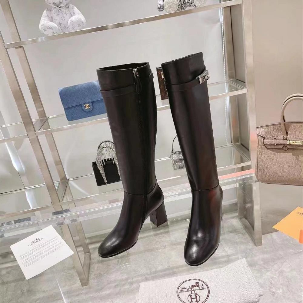 Long term stock Hermes Hermes autumn and winter new womens fashion boots grain leather l