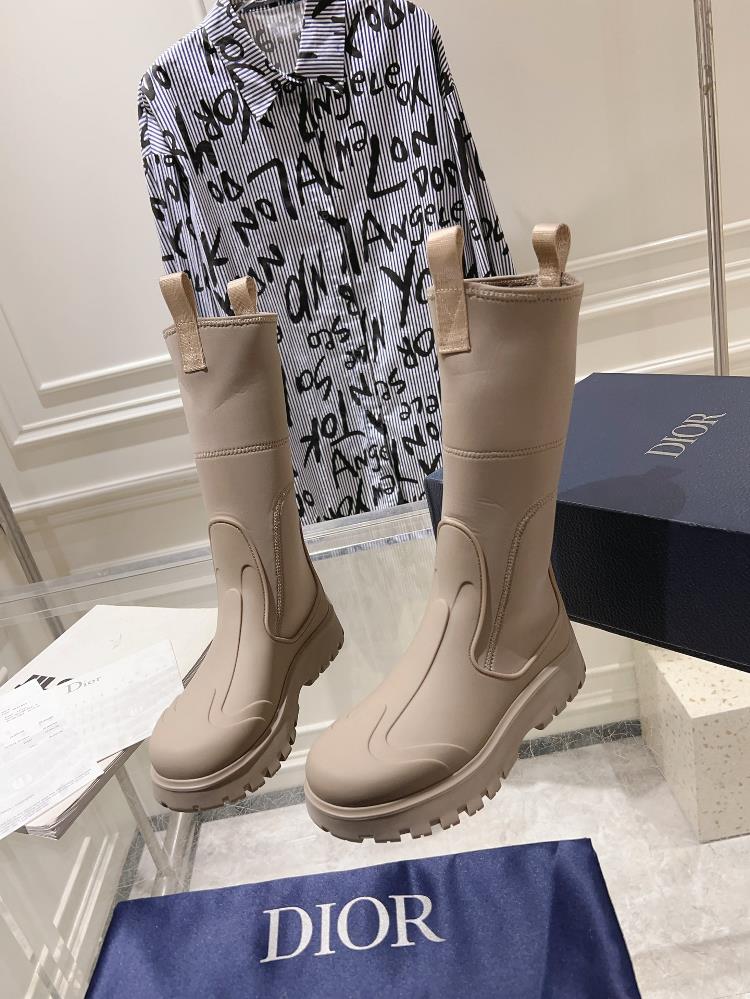 Factory produced Dior 2023 AutumnWinter New Round Head Couple Mid Sleeve Elastic Boots CD