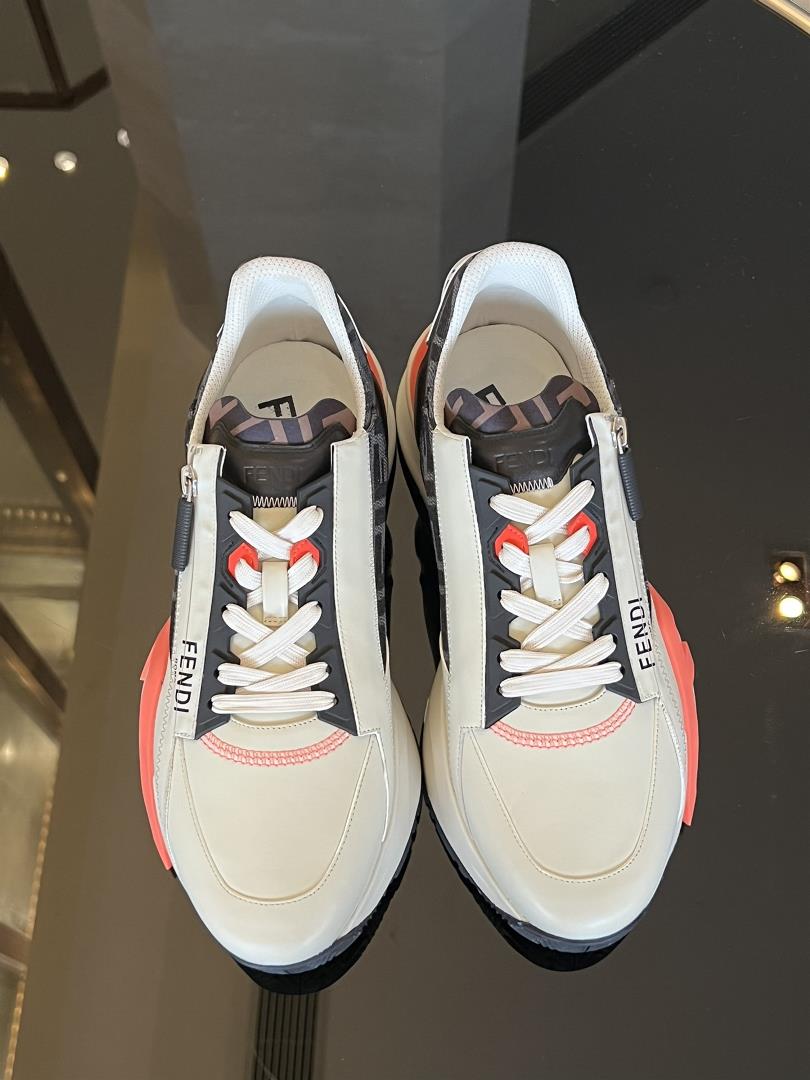 Fendi Flow One Step Sneaker Mens ShoePaired with elastic shoelaces and elastic inserts the wavy so