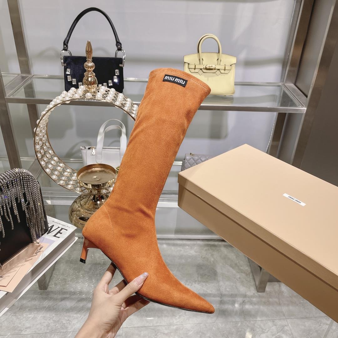 Long boots for appearance  Miu Miu runway style new spring boots for autumn and winter 2