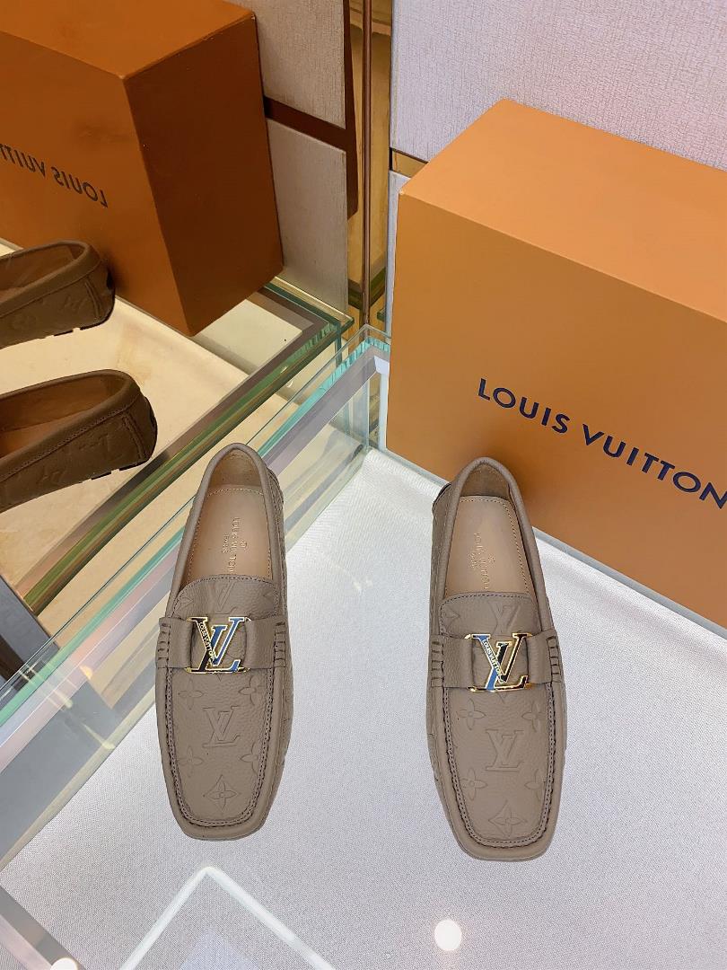 original Single Quality Counter New Louis V Pure Handmade Driving Mens Shoes Bean Shoes Footwear