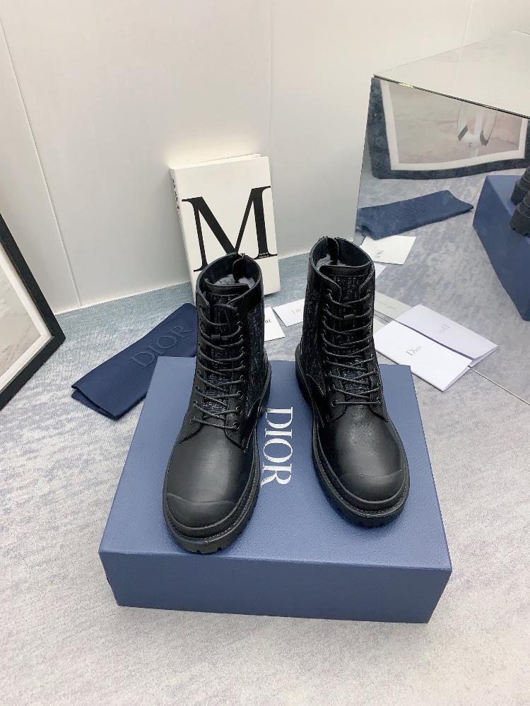 Factory produced leather lining fur lining higher version Diors new Explorer series wool short boots snow boots knight Martin boots and ankle boot