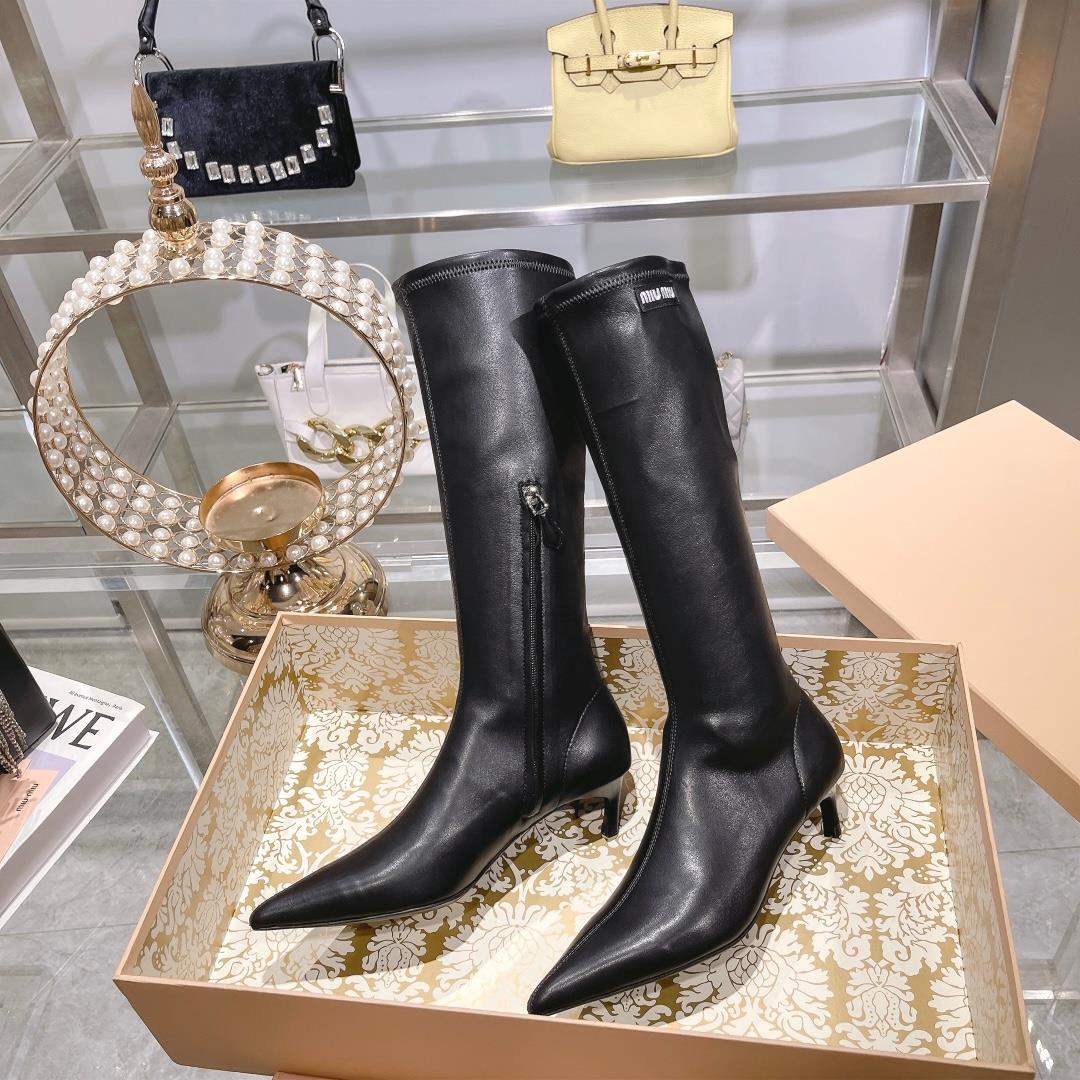 Long boots for appearance  Miu Miu runway style new spring boots for autumn and winter 2