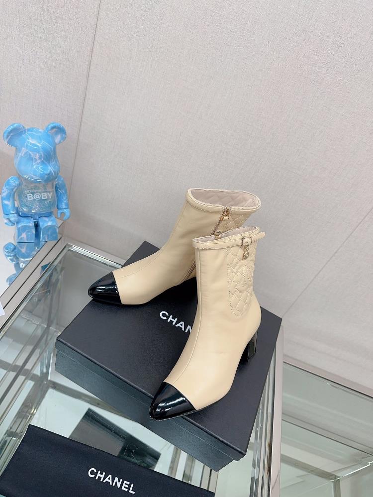 Short boots Long boots 23Ss Autumn and Winter Chane Xiaoxiang New Back Lingge Coarse Heels