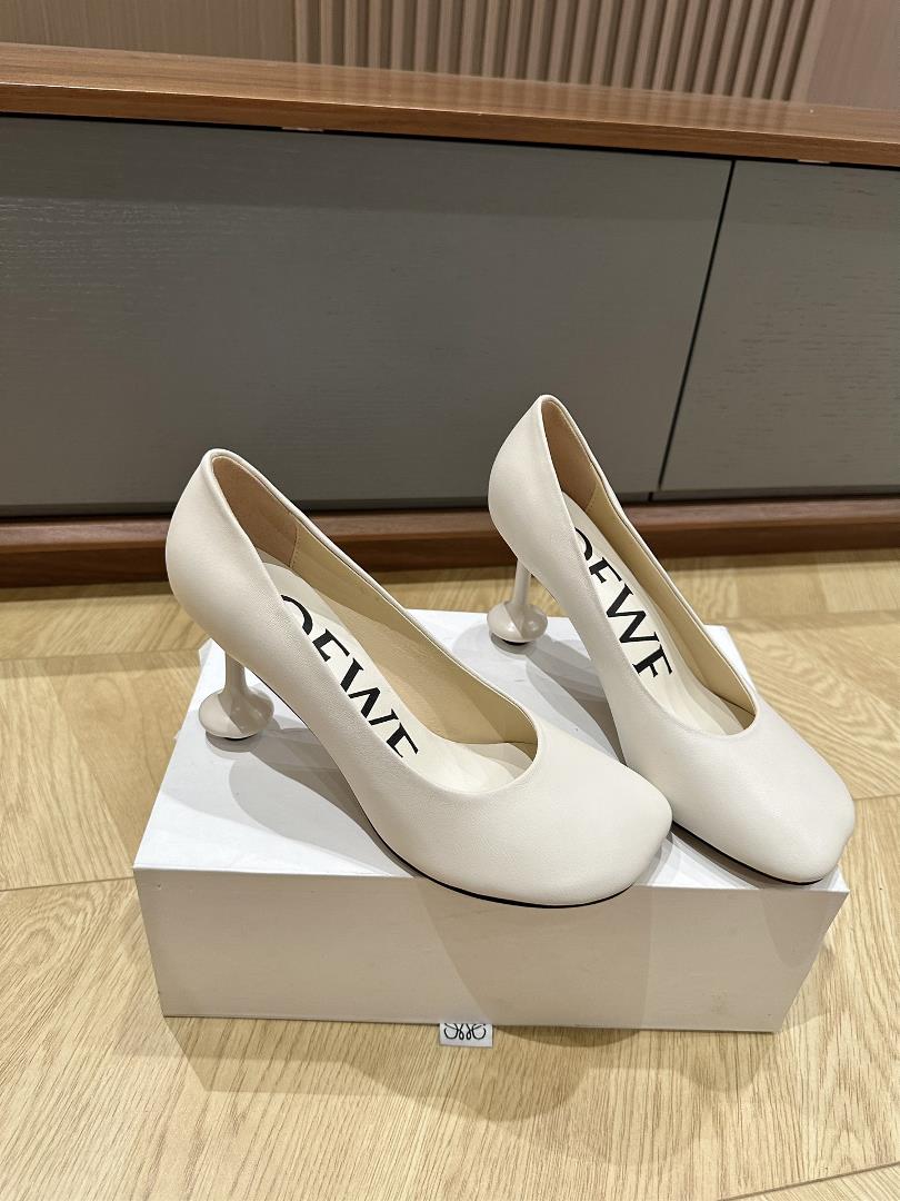 Loewe 23f New Heel Shoe Series All Cowhide Lambskin Lining with True Leather Sole Heel Hei