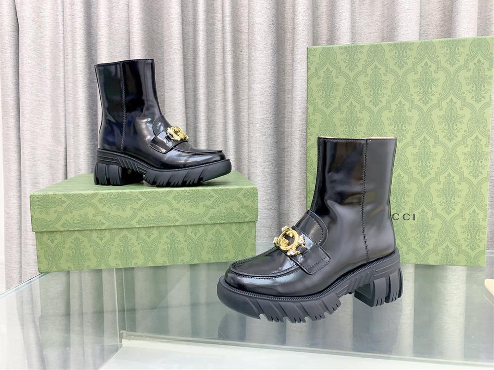 Gucci Counter New Side Zipper Ankle Boots The original version is reproduced with a supe