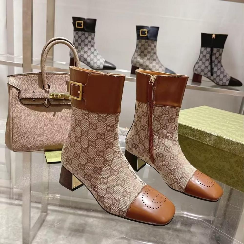 Long term availabilityGUCCI Gucci Fashion Big Bang cleverly using square toe tips and other design fashion stylesFabric embroidery and patchwork grai