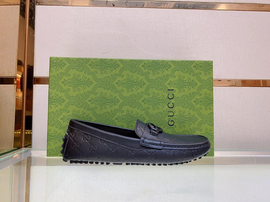 original Single Quality Counter New Gucci Pure Handmade Driving Mens Shoes Bean Shoes F