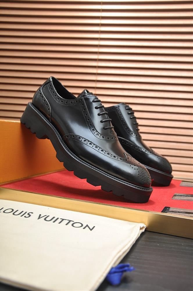 LVs original single cowhide inner lining LVs latest genuine leather business suit shoes