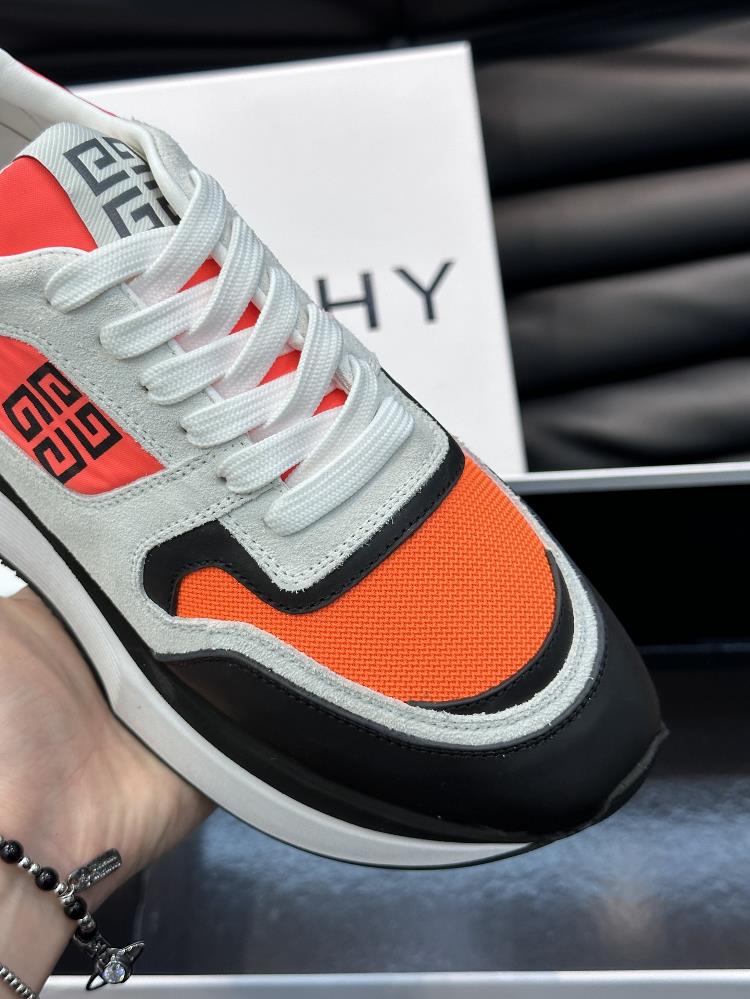 The givenchy brand new mens thick sole elevated casual sports shoe features a highquality calf leather upper with breathable mesh for a cool and sty