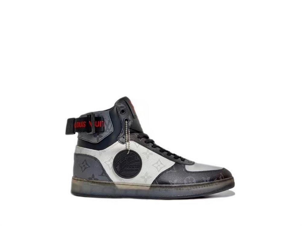 lv Rivoli High Top Sneakers with Top QualityThis sports shoe is made of embossed calf leat