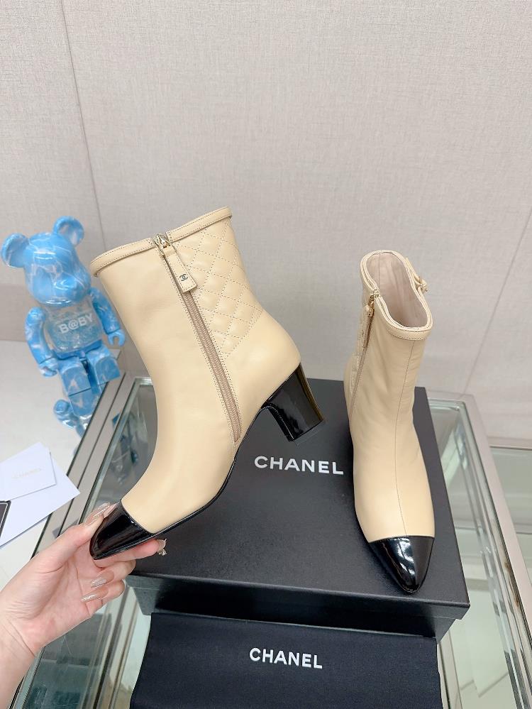 Short boots Long boots 23Ss Autumn and Winter Chane Xiaoxiang New Back Lingge Coarse Heels