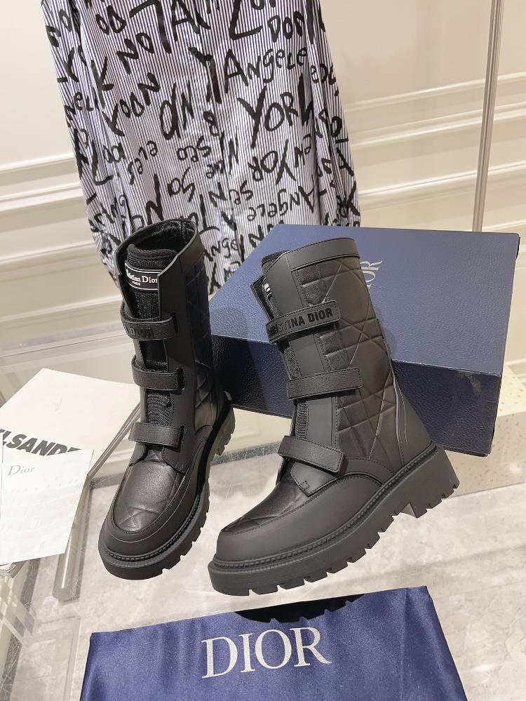 Factory Original Development DIOR2023 New Strap Velcro Short Boots Upper Calf Leather Inne