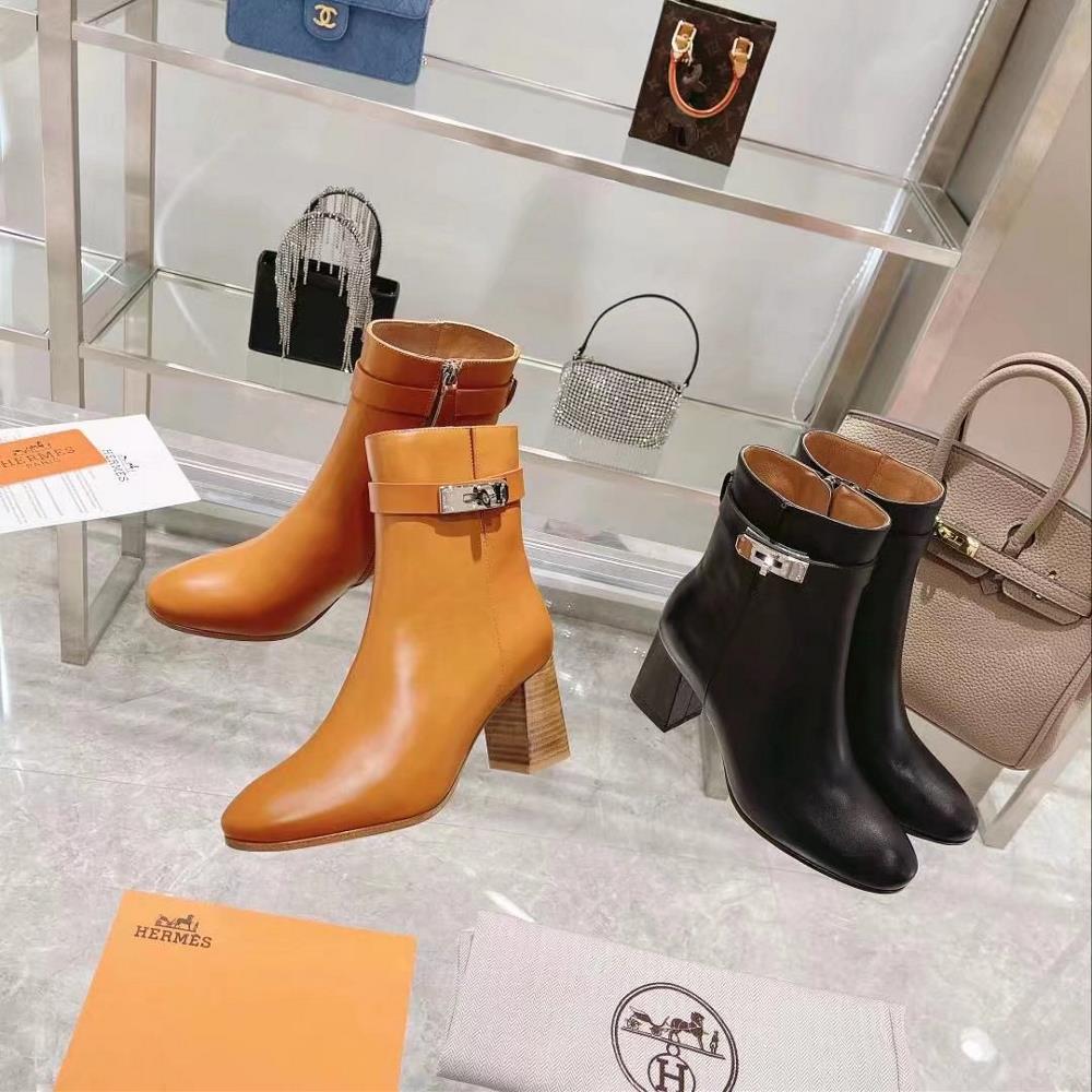 Long term stock Hermes autumn and winter fashion womens boots made of grain calf leather