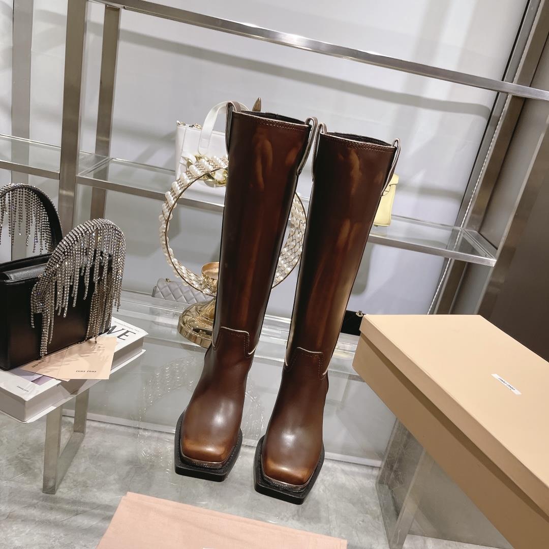 high version new MiuMi  made of old metal riding boots Here comes the new MiuMi boots with the sam