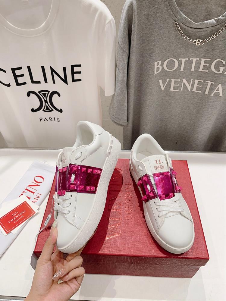 Top level version  Valentino New Casual Little White Shoes Hot Diamond Valentino Water Dia