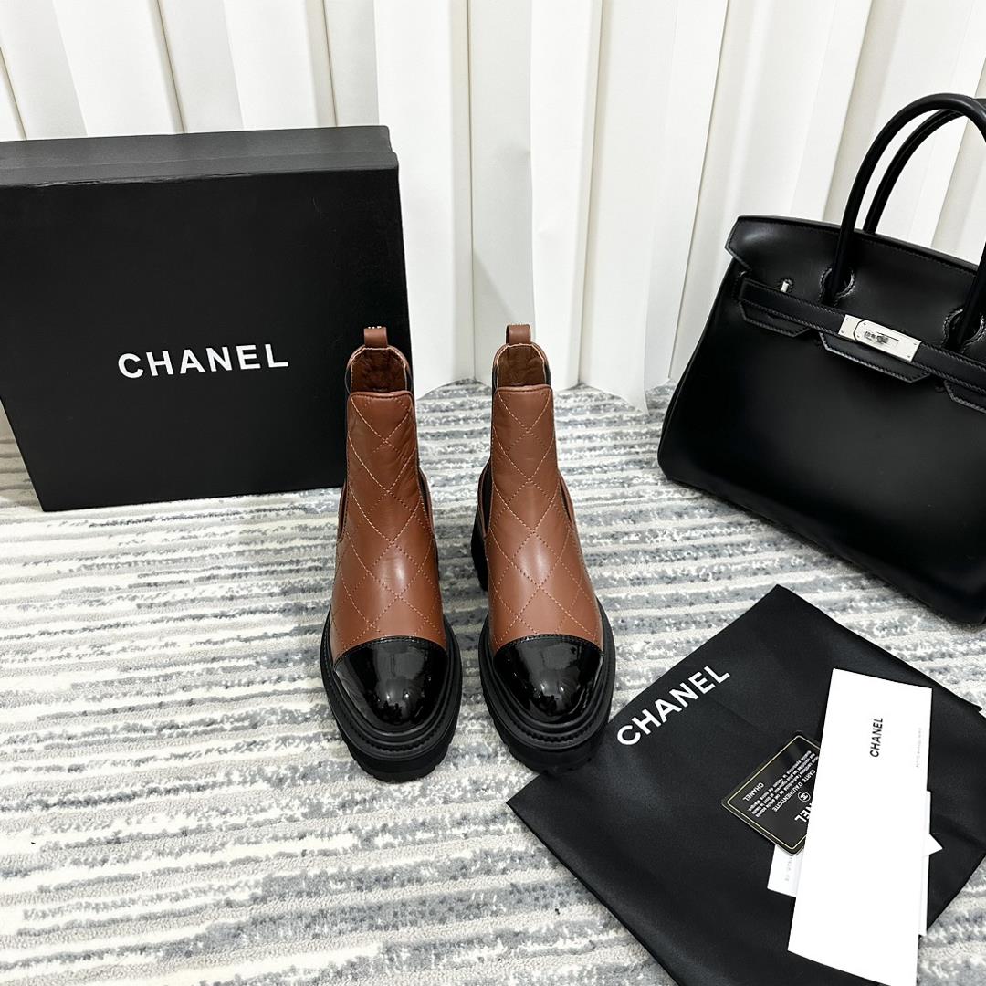 chanel fw23 new arrival 2023 AutumnWinter Lingge Chelsea Short Boot New ProductCalf leath