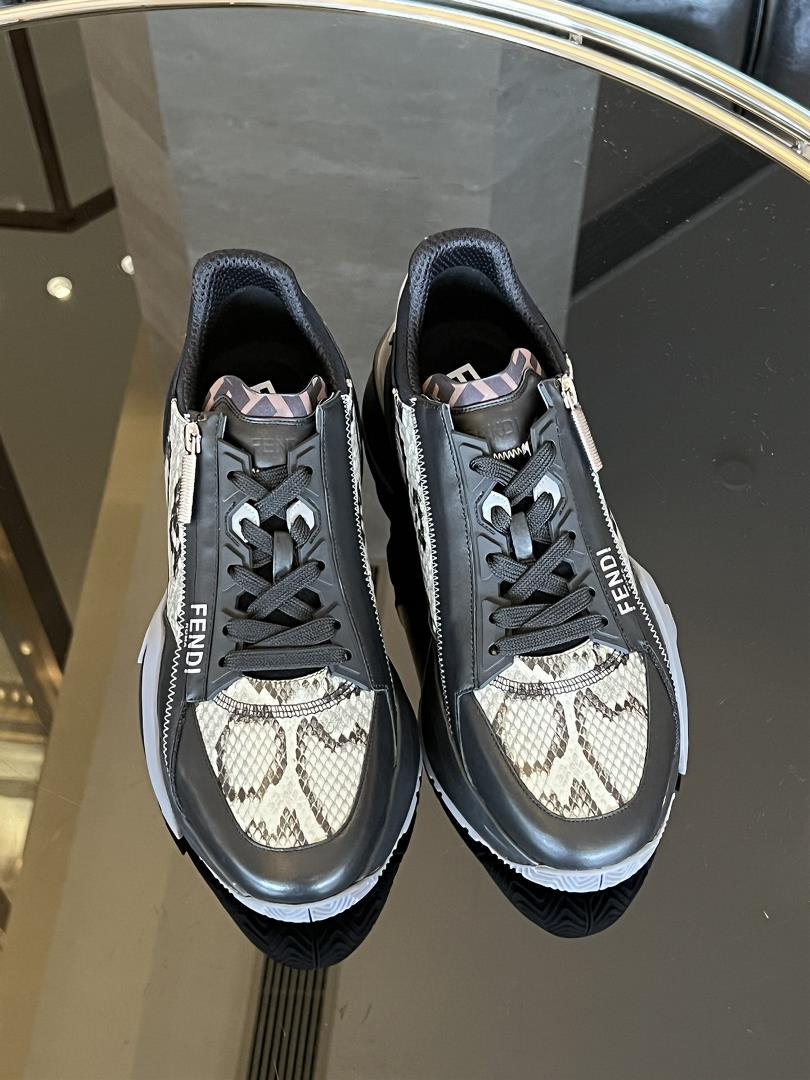 Fendi Flow One Step Sneaker Mens ShoePaired with elastic shoelaces and elastic inserts the wavy so