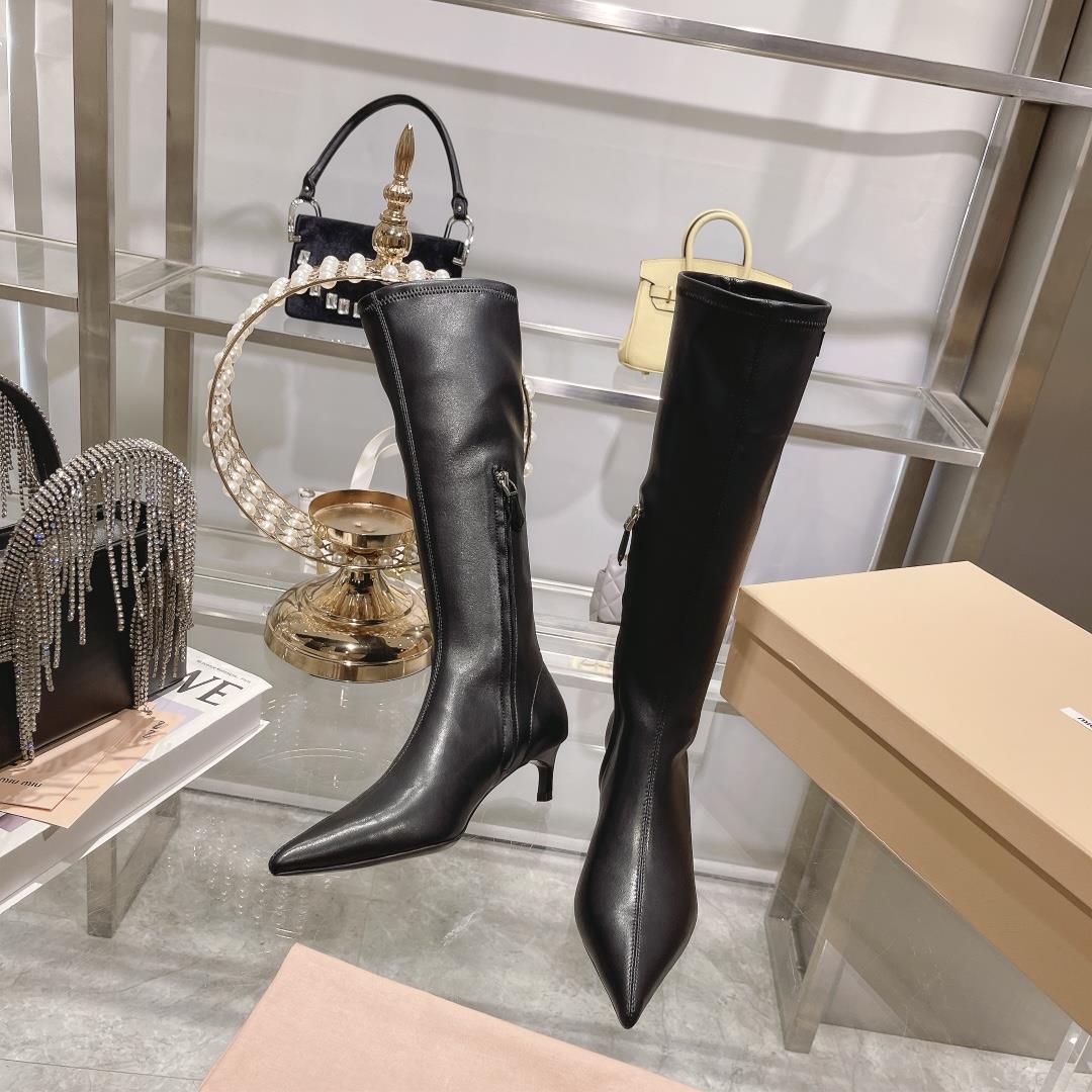 Long boots for appearance  Miu Miu runway style new spring boots for autumn and winter 2