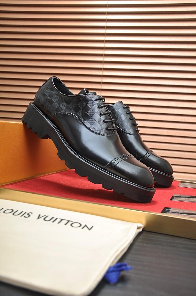 LVs original single cowhide inner lining LVs latest genuine leather business suit shoes