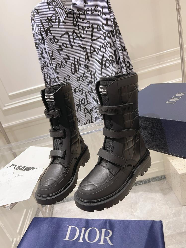 Factory Original Development DIOR2023 New Strap Velcro Short Boots Upper Calf Leather Inne