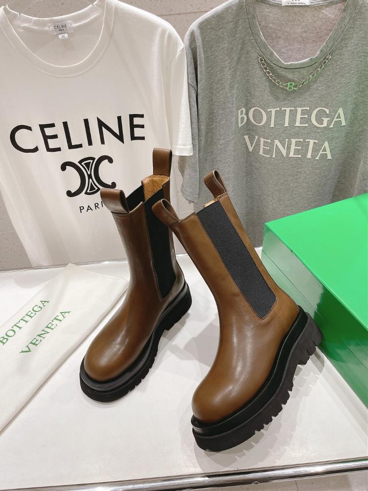High version factory BOTTEGA VENET 2023ss New BV Matsuke Thick Sole Short Boots Matsuke Thick Sole Elevated Mid Barrel Boots Changing the Style of BV