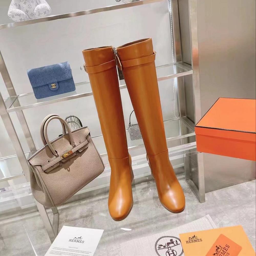 Long term stock Hermes autumn and winter womens fashion 15 inch womens long boots made o