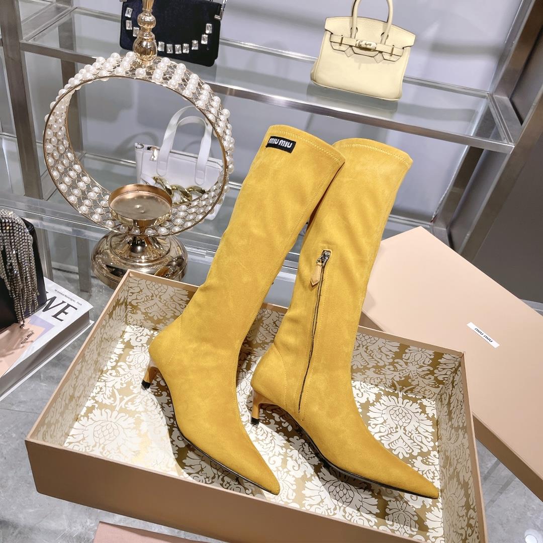 Long boots for appearance  Miu Miu runway style new spring boots for autumn and winter 2