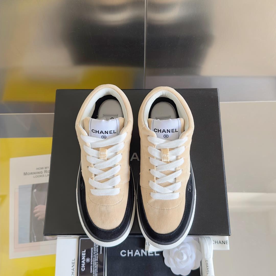 Top version Chanel Chanel 23B Panda Color Sneaker Xiaoxiang Casual Sports Shoes Thick Sole