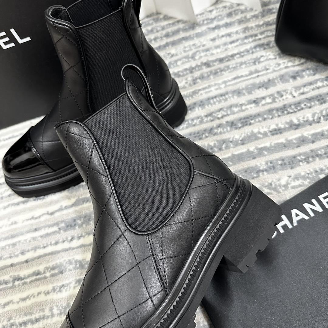 chanel fw23 new arrival 2023 AutumnWinter Lingge Chelsea Short Boot New ProductCalf leath