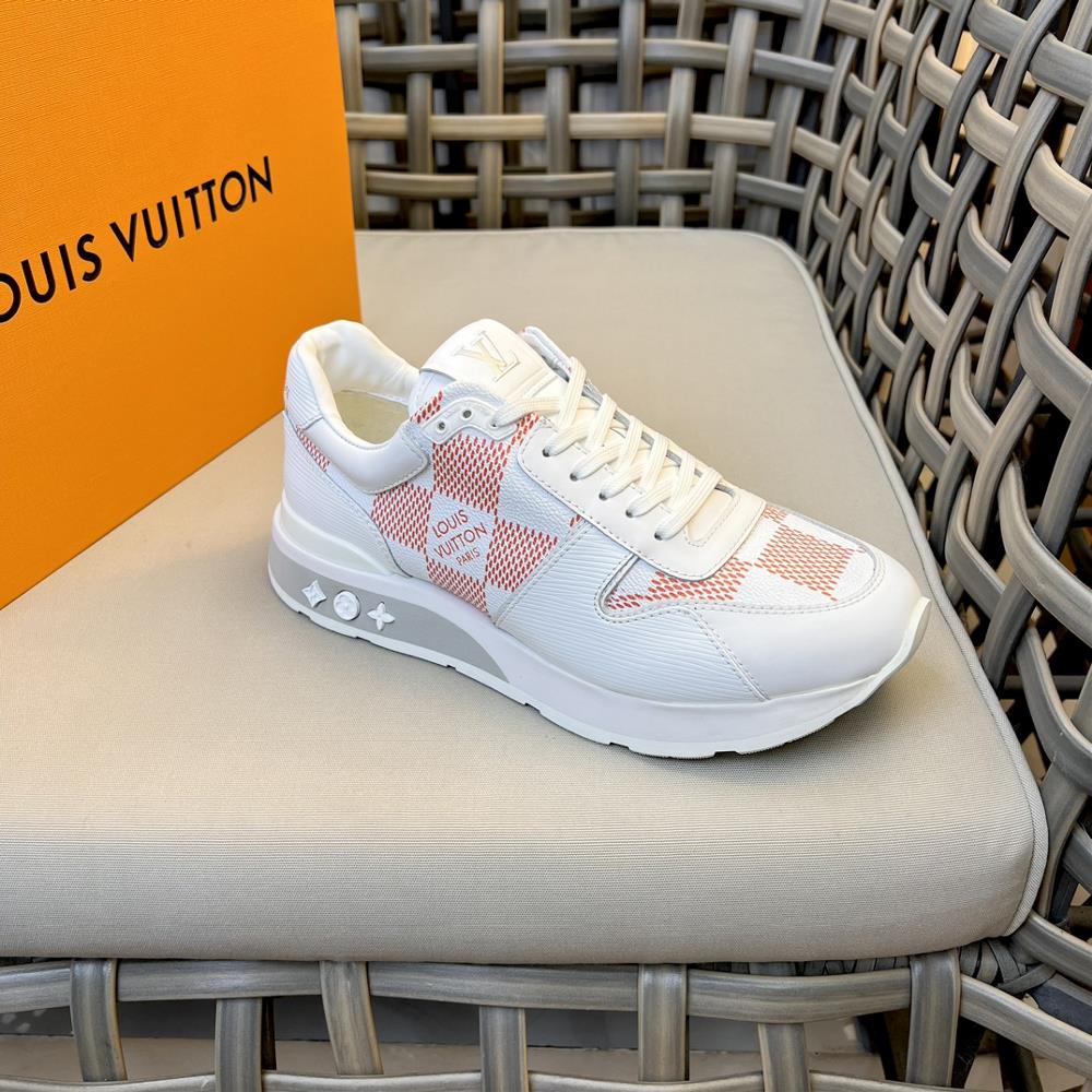 LOUIS VITTIO Mens RUN AWAY Casual Sports Shoe is made of technology fabric mesh calf leather and Epi cow leather which are made of multiple materi