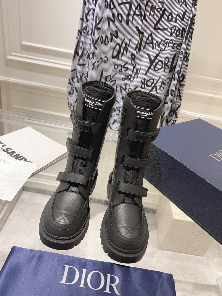 Factory Original Development DIOR2023 New Strap Velcro Short Boots Upper Calf Leather Inne