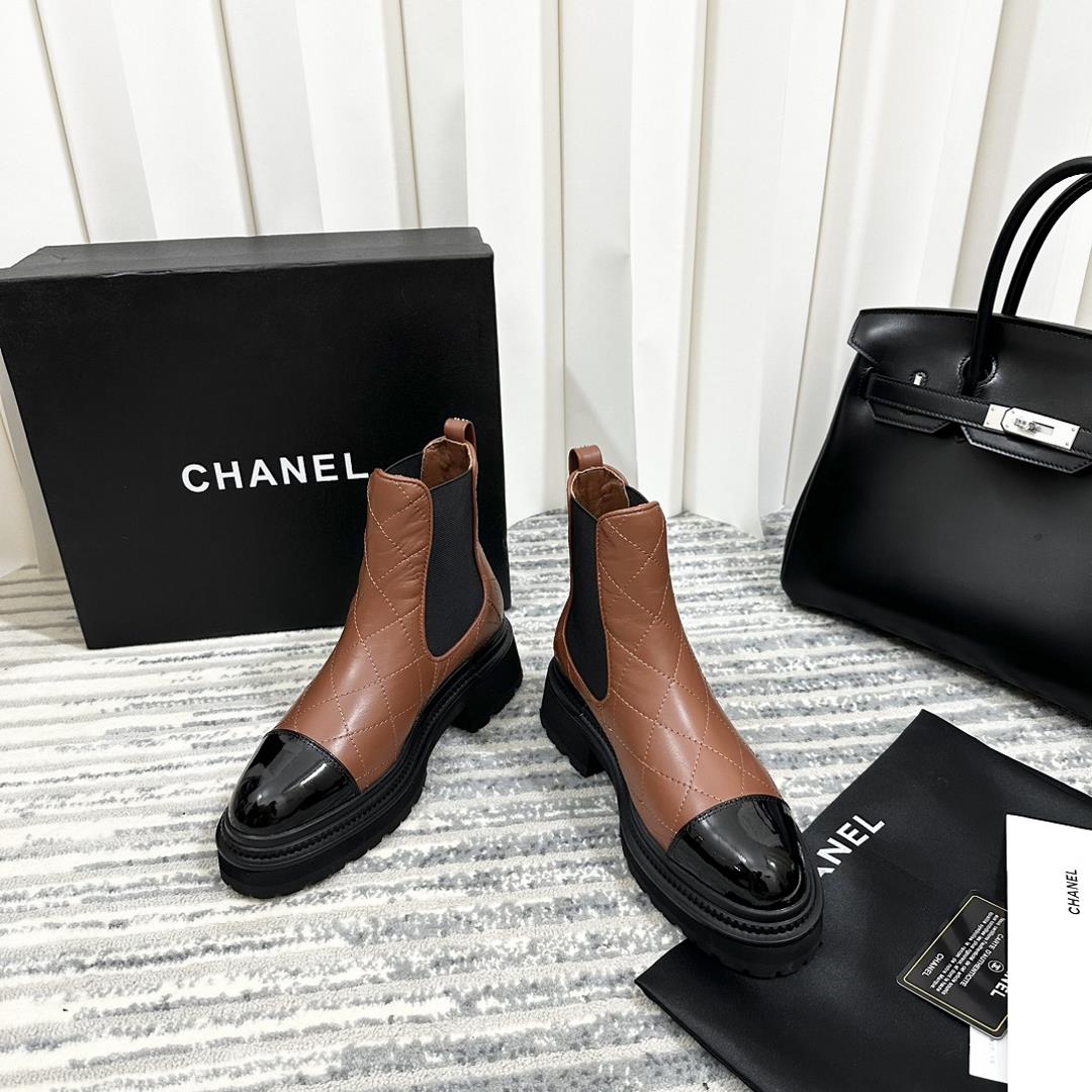 chanel fw23 new arrival 2023 AutumnWinter Lingge Chelsea Short Boot New ProductCalf leath