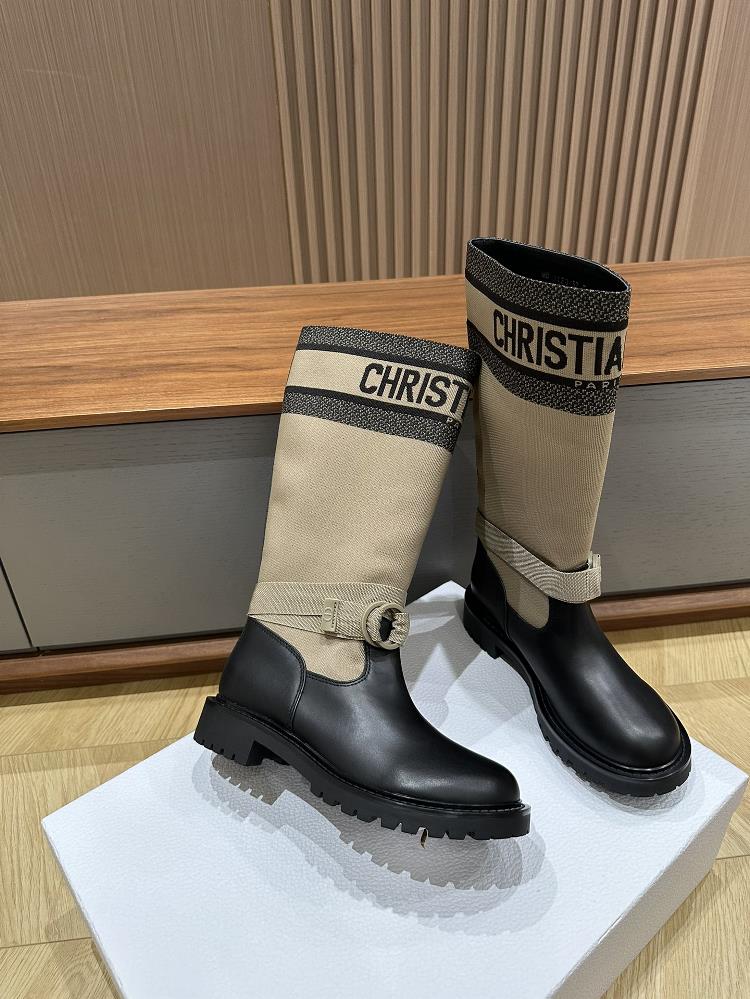 High Edition CD Classic High Boots Technology Fabric Electric Embroidery Splice Calf Leather Inner Lining Lamb TPU SoleSize3536373839 subscription 40