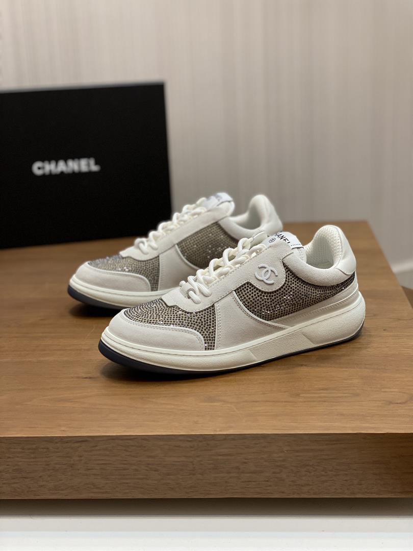 chanel spring and summer new sports shoe fabric italian imported calf leather hot drill dr