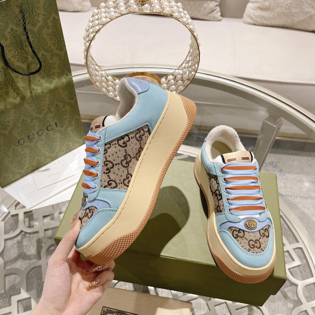 guccis latest fat and thick soles dirty shoes Couple casual shoes 6cm height shoesThe shoe upper i