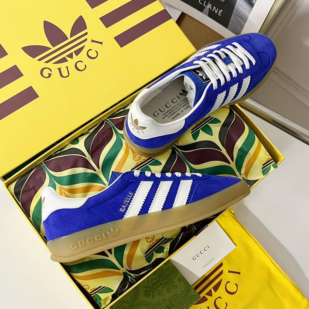 Top level version new color schemeAdidas x Gucci Co branded Gazelle sneakers Couple casual