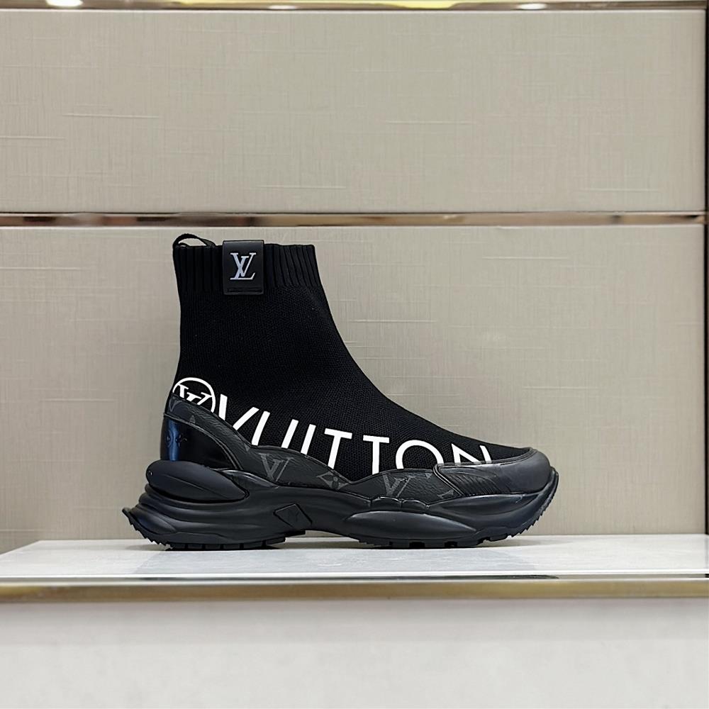 Lv Family Run55 High Top SneakersDraw a large Circle logo and brand logo for elastic fabric paired with a sock shaped upper that fits the foot shape