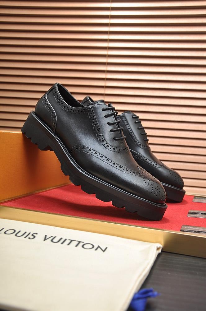 LVs original single cowhide inner lining LVs latest genuine leather business suit shoes