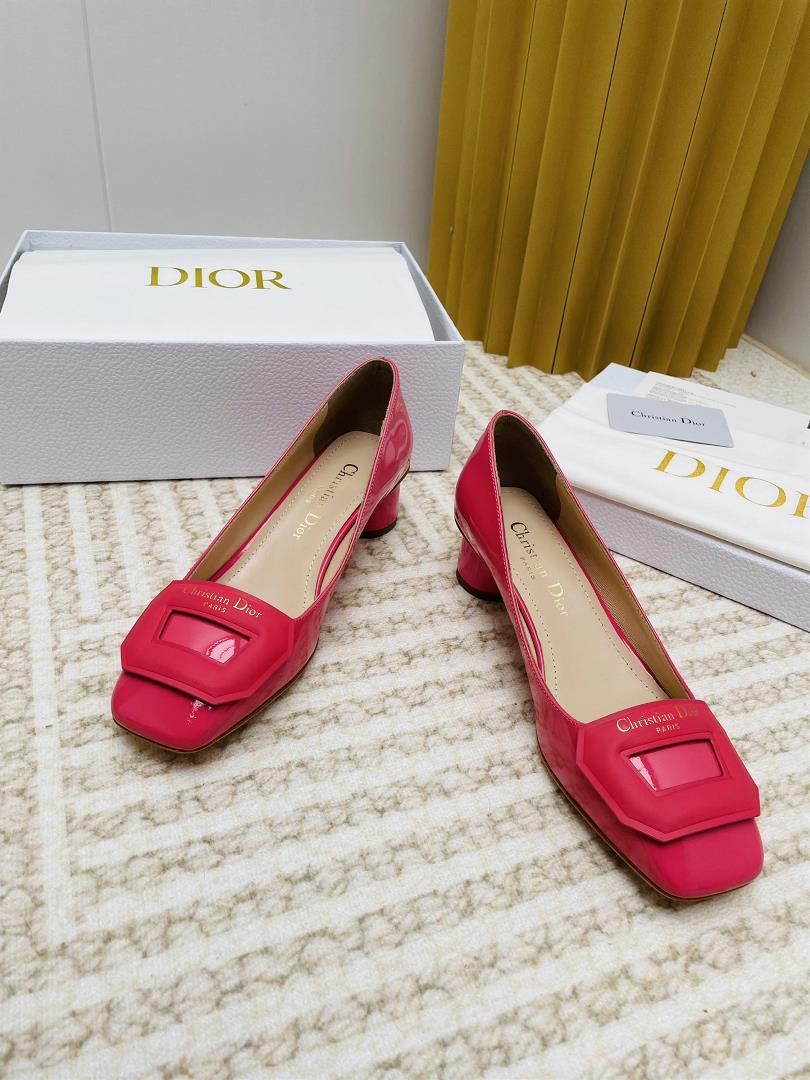 dior DIOR 2023 SpringSummer New Day Series Jelly Color Thick Heel Square Headed Womens S